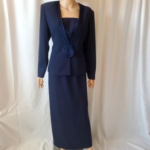 Karen Miller Navy 2 Piece Mother-of-the Bride Long Skirt w/Jacket 12